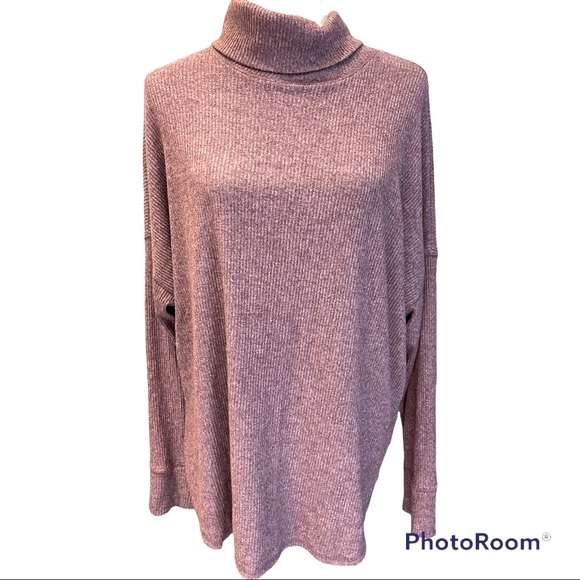 American Eagle Dusty Rose Ribbed Long Sleeve Turtleneck Sz XL